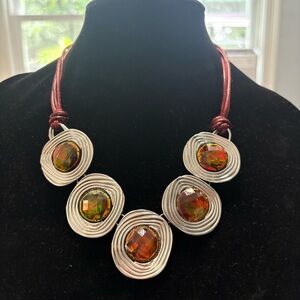 C. 1946 Elegant Silver Toned and Multicolor Necklace